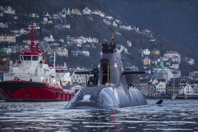 U-32, som var den første ubåten i 212-klassen som ble tatt i bruk 19. oktober 2005, i Bergen i fjor høst.