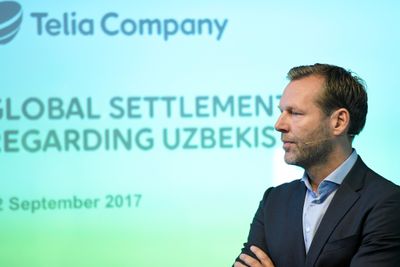 Konsernsjef Johan Dennelind i Telia på en pressekonferanse i Sverige den 22. september, i forbindelse med korrupssjonssaken i Usbekistan.