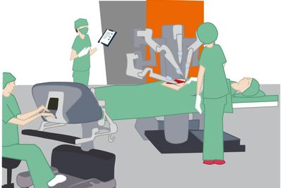Helsesektoren er blant sektorene der man vil trenger teknologer i fremtiden. Her kirurgi ved hjelp av roboter. 
