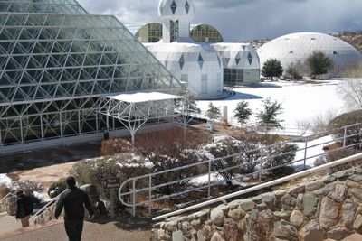** ADVANCE FOR USE TUESDAY, APRIL 26, 2011 AND THEREAFTER ** This Feb. 27, 2011 picture shows the Biosphere 2 complex in Oracle, Ariz. With new projects and experiments, researchers say Biosphere 2 may be even more relevant today than when those first people passed through the airlocks on Sept. 26, 1991. The focus now is figuring out how we'll survive on our own warming planet. (AP Photo/Allen Breed)