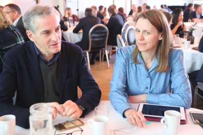 Enige: Ap-leder Jonas Gahr Støre og Tekna-president Lise Lyngsnes Randeberg var enige om at teknologene må få større plass i den politiske debatten om man skal få bedre datasikkerhet.