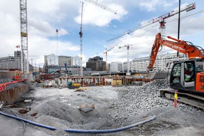 Ikke-kvotepliktig sektor kan redusere store klimautslipp ved å gå over til strøm. Det gjelder blant andre byggnæringen. Her fra anleggsarbeid i Oslo sentrum.