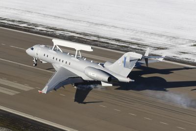 Saab GlobalEye lander i Linköping etter en vellykket jomfruferd.