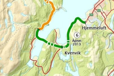Det er på strekningen mellom Kvenvik og Hjemmeluft Riksantikvaren har bedt om tiltak.  