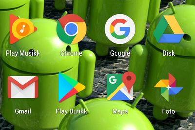 Google-apper på en norsk Android-mobil.