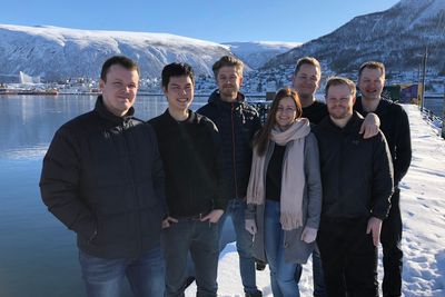 Over 30 000 nettsteder bruker Joubels teknoligi. Fra venstre: Svein-Tore Griff With, Timothy Lim, Pål Jørgensen, Jelena Milinovic, Frode Petterson, Thomas
Marstrander og Oliver Tacke. Selskapet holder til i Tromsø.