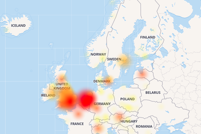 Dette kartet viser områder som er affisert av Office 365-problemene. Norske kunder er også berørt.