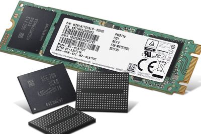 Samsungs fjerde generasjon V-NAND-minne med 64 lag.