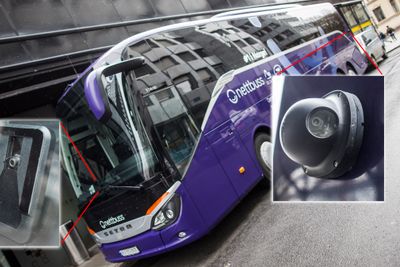 Denne bussen er den første i Norge som er utstyrt med teknologi fra Mobileye for å varsle føreren om ulykkesrisiko i blindsonene.