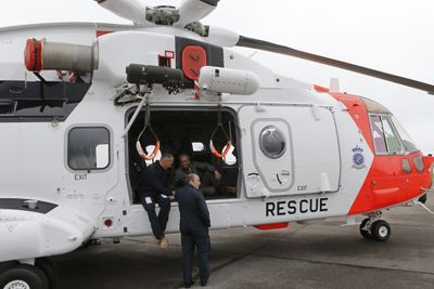 AW101 på utstilling på Sola. I løpet av åtte måneder skal redningshelikopteret settes i drift fra denne basen.