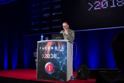 Mikko Hypponen før hovedtalen under årets Paranoia-konferanse.