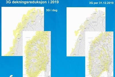 Så mye 3G-dekning forsvinner når Telenor overfører 900 MHz-frekvensene til 4G i 2019.