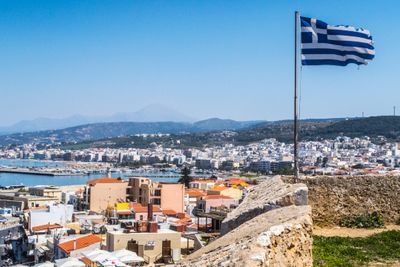 Utsikt fra den venetianske festningen Fortezza i Rethymnon på Kreta i Hellas. Illustrasjonsfoto.