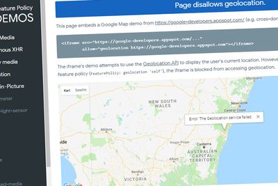 Med Feature Policy kan webutviklere blokkere for eksempel tredjeparts bruk av geolokalisering på en webside.