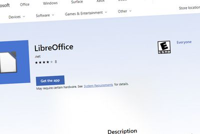 Uoffisiell LibreOffice-oppføring i Microsoft Store.