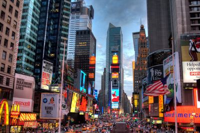 Times Square på Manhattan i New York. Illustrasjonsfoto.