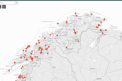 Kartet, som ligger på NSMs hjemmesider viser posisjonen til forsvarsanlegg og Nato-baser.