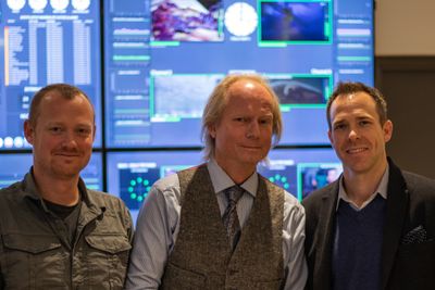 Regionsjef Philippe Genar, styreleder Simen Frostad og kommunikasjonssjef Tim Langridge i Oslo-selskapet Bridge Technologies.