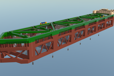 Den første havfarmen skal inneholde om lag 30.000 tonn stål, ifølge designerne. Illustrasjon: Nordlaks.