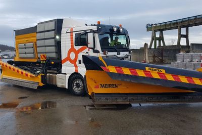 Den ferdig riggede brøytebilen fra Presis Vegdrift som nå settes inn i Stavanger-området.