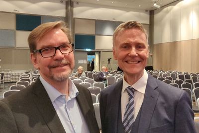 Forskningssjef Patrick Waldemar og hans sjef, forskningsdirektør Bjørn Taale Sandberg i Telenor, var begge talere på Dataforeningens konferanse Software 2019 i Oslo torsdag.