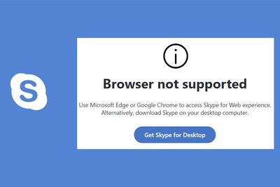 Skype for Web viser en melding i blant annet Firefox om at nettleseren ikke støttes.