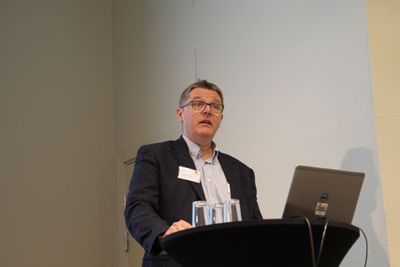 Arne Roald Larsen, fungerende adm. dir. i Mesta, under Vegvesenets Vinterkonferanse på Gardermoen.