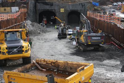 Tunnelpåhugget ved Oasen i Fyllingsdalen slik det ser ut i disse dager.