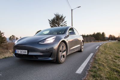 Tesla Model 3, fra da TU testet den tidligere i år.