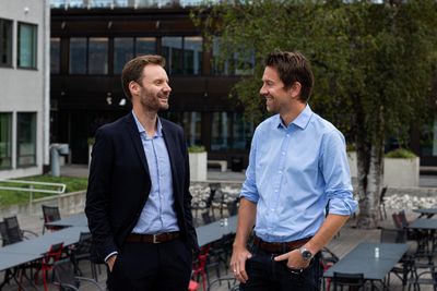 Trygve Håkedal (t.v.) og Terje Løken er nyansatte konserndirektører i Storebrand.