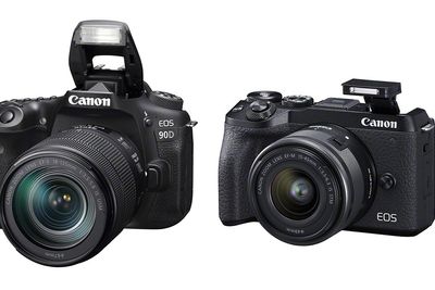 Likt og ulikt: Canons nye 90D DSLR (t.v.) og M6 Mark II er teknisk sett veldig like, men du verden så ulike de er av utseende og oppbygging.