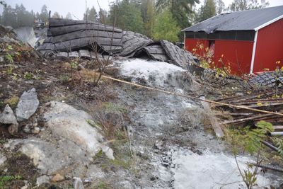 Her ved Sandsværveien 146 skjedde sprengningsuhellet onsdag kveld. 