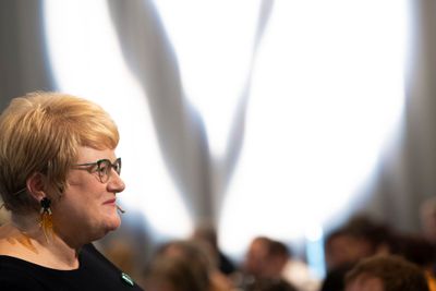 Venstre-leder Trine Skei Grande tok blant annet til orde for en radikal omlegging av oljepolitikken på Venstres landskonferanse på Fornebu lørdag. Foto: Terje Bendiksby / NTB scanpix
