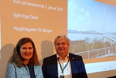 Vegdirektør Ingrid Dahl Hovland og utbyggingsdirektør Kjell Inge Davik presenterte nye Vegvesenet da utbyggingsdivisjonen ble åpnet i Bergen torsdag.