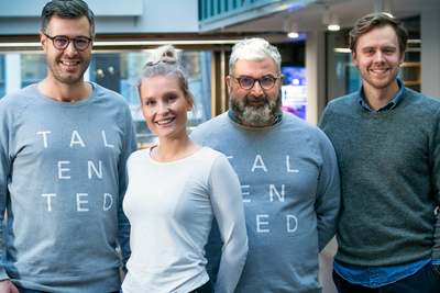 Teamet hos Talented Norge er klare for å rydde opp i det norske rekrutteringsmarkedet. F.v.: Isaac Gray, Kristin Haga, Svein Sørensen og Erlend Stokke. 