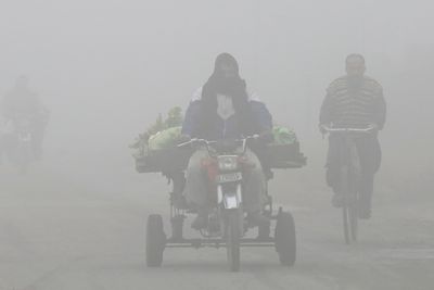 En grønnsaksselger kjører gjennom Lahore i Pakistan, en av mange storbyer i verden der innbyggerne lider under dårlig luftkvalitet. Nå har forskere forsøkt å anslå hvor mye luftforurensningen koster verden.