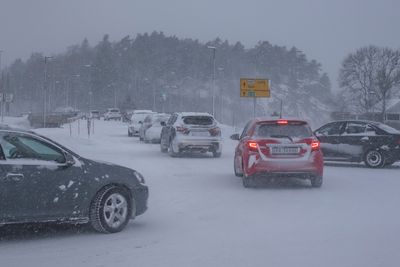 Kulde og snøvær ved Hånes i Kristiansand i februar 2018.