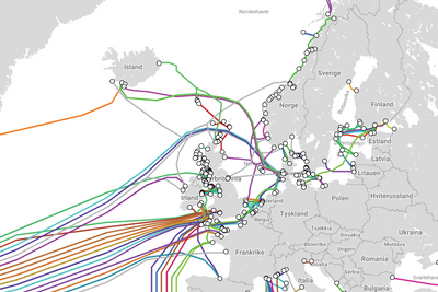 Det er høy tetthet av sjøkabler i vår del av verden. Illustrasjonsfoto.