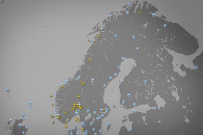Kartet TU bruker er spesialtilpasset til å dekke kun de norske flyplassene.
