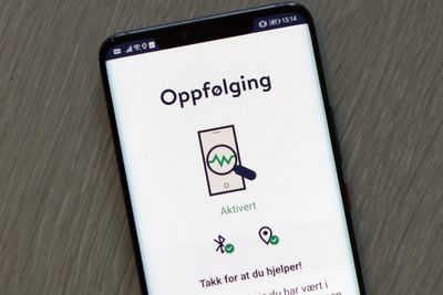 Smittestopp-appen på en Android-mobil.
