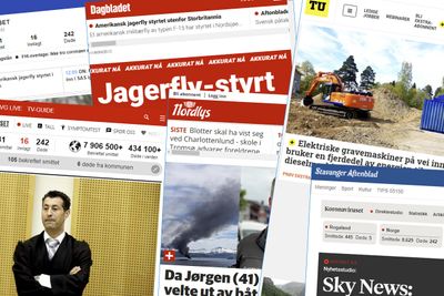 Forsidene til et knippe nettaviser den 15. juni 2020.