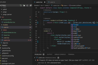 Typescript-kode i Visual Studio Code.