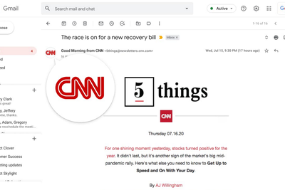 Slik vil en e-post i Gmail kunne se ut hvis CNN faktisk er avsenderen.