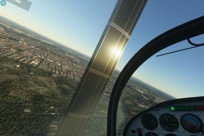 Den fiktive og svært høye skyskraperen i Melbourne, Australia, som nå kan sees i Microsoft Flight Simulator 2020.