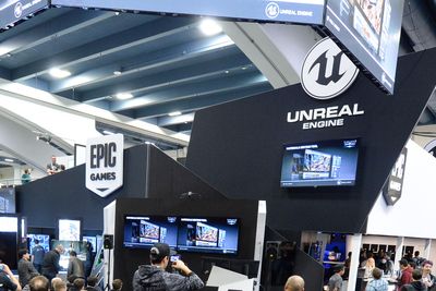 De eksterne brukerne av Unreal Engine kommer ikke til å bli direkte berørt av striden mellom Epic og Apple. Bildet er fra Epic-standen under Game Developers Conference 2017.