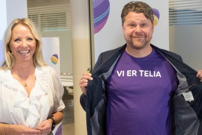 Markedsdirektør Camilla Forberg og leder for privatmarkedet i Telia, Pål Rune Kaalen, presenterte navneskiftet der Get forsvinner som merkevare og erstattes av Telia.