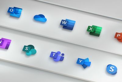 Microsoft Office-ikonene som ble introdusert i 2018.