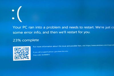 En tilsvarende blåskjerm (BSOD) som dette dukker opp dersom man åpner filstien som er omtalt i saken.