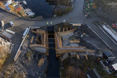 Slik står nye Pøyla bru på Askøy i dag. 