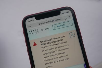 Helsenorge.no gir ved 14-tiden fortsatt feilmelding, selv om undertegnede fikk logget seg inn.